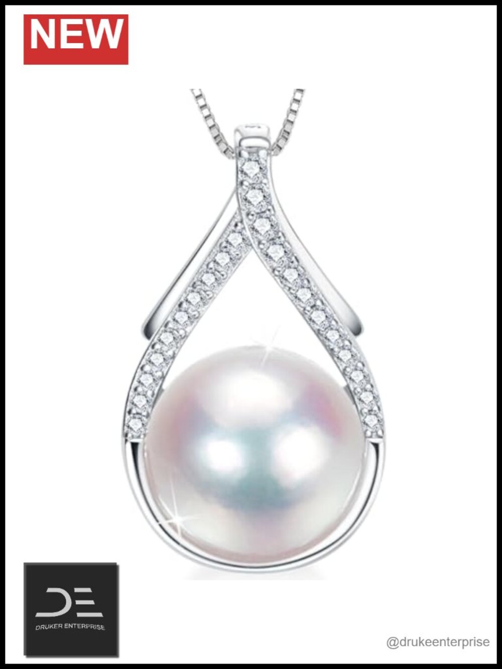Freshwater Pearl Necklace 10-12mm Round Sterling Silver Lobster Clasp Jewelry